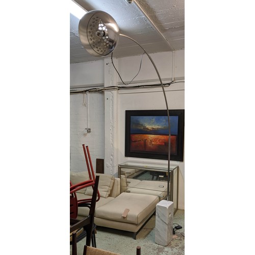 438 - FLOZ ARCO LED FLOOR LAMP, after Achille and Pier Giacomo Castiglioni, marble base, 240cm H x 2200cm ... 