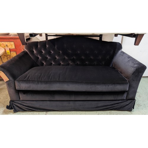 359 - SOFA, 173cm w x 93cm D, buttoned back velvet.