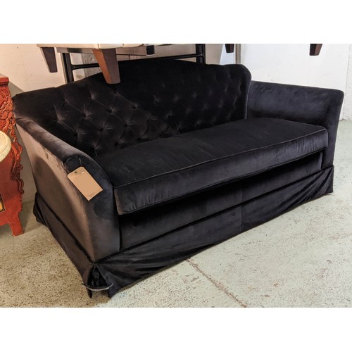 359 - SOFA, 173cm w x 93cm D, buttoned back velvet.