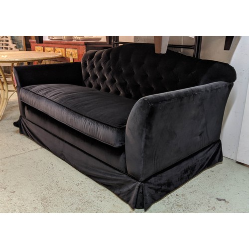 359 - SOFA, 173cm w x 93cm D, buttoned back velvet.