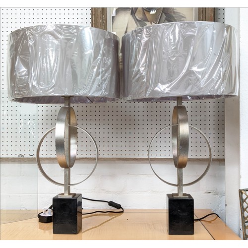 352 - TABLE LAMPS, a pair, 66cm H each with a grey shade. (2)