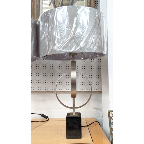 352 - TABLE LAMPS, a pair, 66cm H each with a grey shade. (2)