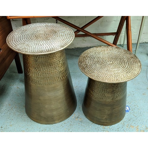 358 - OCCASIONAL TABLES, a graduated pair, the largest 40cm diam x 59cm H, the smaller 40cm diam x 43cm H ... 