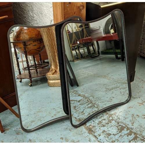 361 - WALL MIRRORS, a pair, 60cm W x 81cm H shaped. (2)