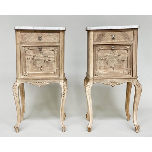 104 - TABLES DE NUITS, a pair, late 19th century French walnut and Kingwood panelled each with drawer and ... 