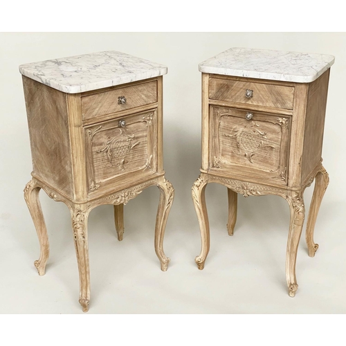 104 - TABLES DE NUITS, a pair, late 19th century French walnut and Kingwood panelled each with drawer and ... 