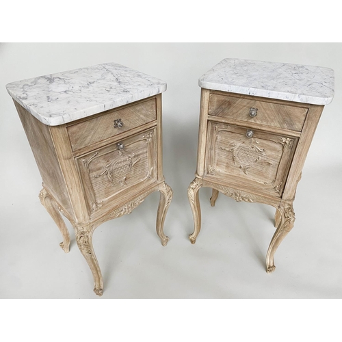 104 - TABLES DE NUITS, a pair, late 19th century French walnut and Kingwood panelled each with drawer and ... 