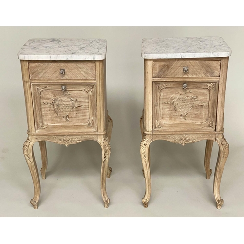 104 - TABLES DE NUITS, a pair, late 19th century French walnut and Kingwood panelled each with drawer and ... 