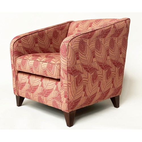 113 - TUB ARMCHAIRS, a pair, Art Deco design, with two tone leaf weave fabric upholstery, 75cm W. (2)