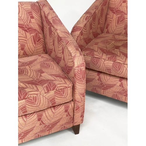 113 - TUB ARMCHAIRS, a pair, Art Deco design, with two tone leaf weave fabric upholstery, 75cm W. (2)