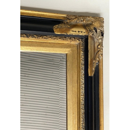 115 - WALL MIRROR, contemporary 'leopard' spotted gilt rectangular together with a Continental style recta... 