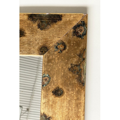 115 - WALL MIRROR, contemporary 'leopard' spotted gilt rectangular together with a Continental style recta... 