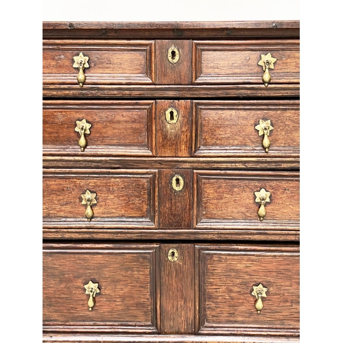 127 - CHEST, late 17th century English Jacobean oak with four long drawers, 91cm W x 55cm D x 81cm H.