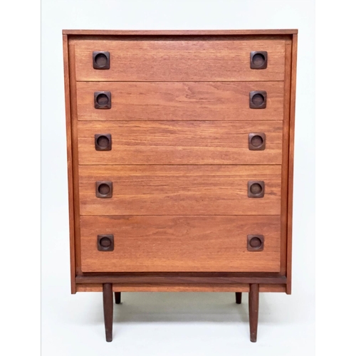 285 - CHEST BY WRIGHTON, 1970s teak with five long drawers and recessed handles, 77cm W x 43cm D x 107cm H... 