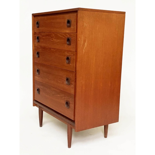 285 - CHEST BY WRIGHTON, 1970s teak with five long drawers and recessed handles, 77cm W x 43cm D x 107cm H... 