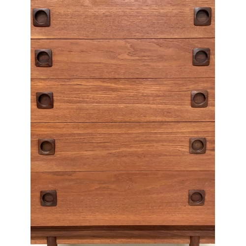 285 - CHEST BY WRIGHTON, 1970s teak with five long drawers and recessed handles, 77cm W x 43cm D x 107cm H... 