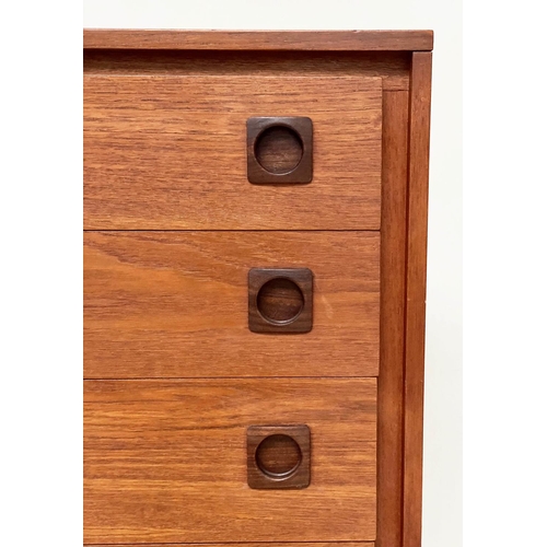 285 - CHEST BY WRIGHTON, 1970s teak with five long drawers and recessed handles, 77cm W x 43cm D x 107cm H... 