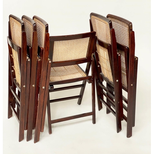 286 - FOLDING CHAIRS, a set of six, folding and cane panelled. (6)