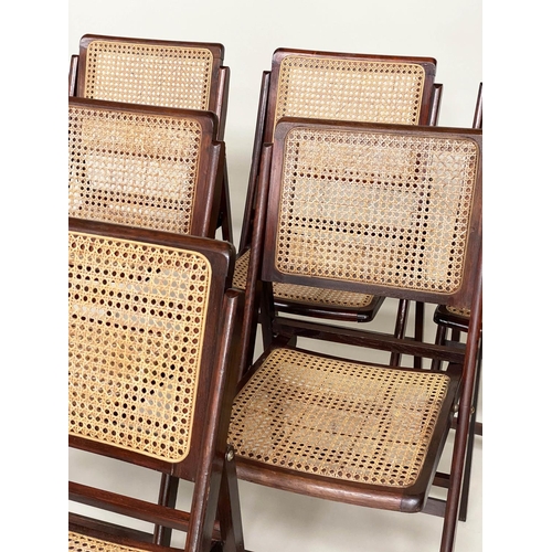 286 - FOLDING CHAIRS, a set of six, folding and cane panelled. (6)