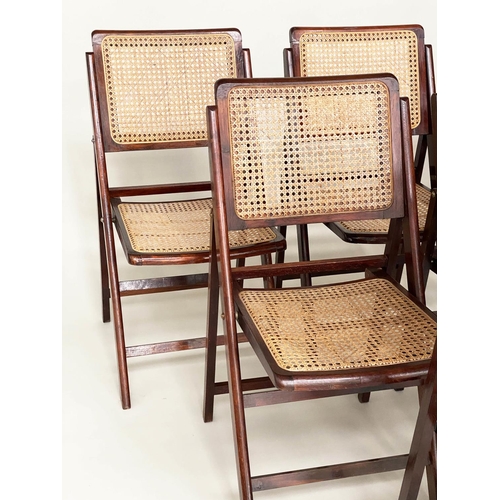 286 - FOLDING CHAIRS, a set of six, folding and cane panelled. (6)