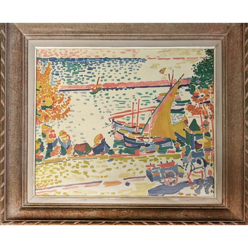 51 - ANDRE DERAIN, La port de Coullioure lithograph, signed in the plate, Mourlot, French vintage frame, ... 