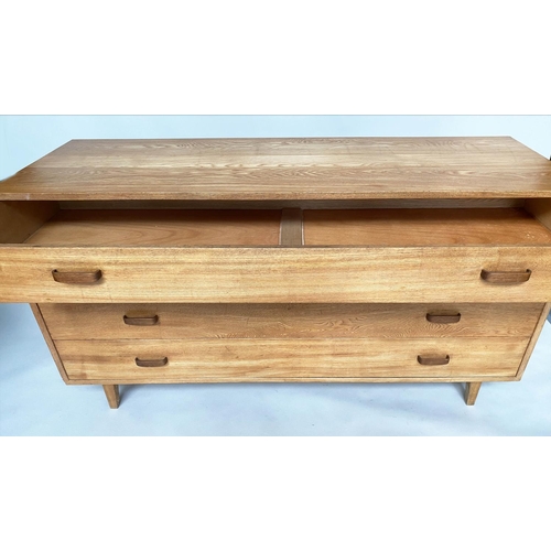 274 - CHEST, 1970s ash with four long drawers with bentwood handles and stile supports, 160cm W x 55cm D x... 