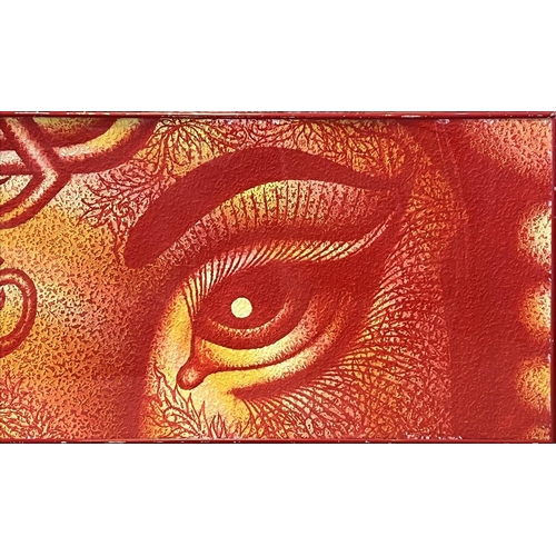 33 - 20TH CENTURY INDIAN SCHOOL 'Eyes of Ganesh', oil on paper, 190cm x 55cm, framed.