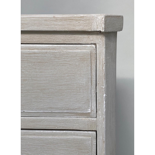 103 - COMMODE, 19th century Gustavian style grey painted with three long drawers, canted corners and taper... 