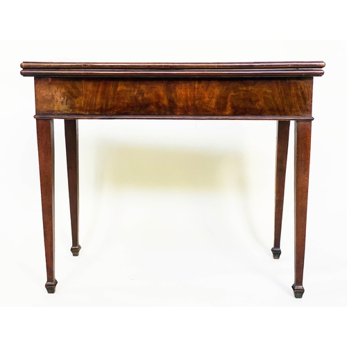 107 - TEA TABLE, George III mahogany rectangular foldover and crossbanded with satinwood paterae inlay thr... 