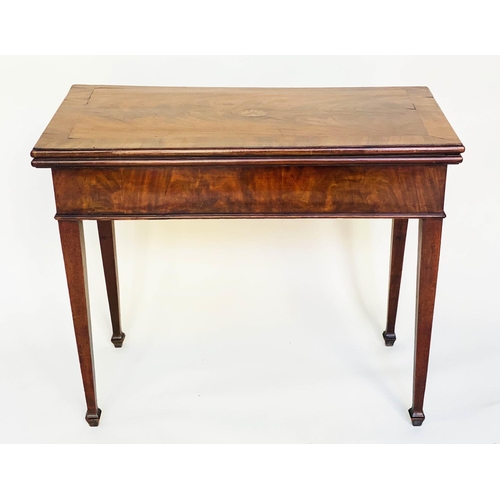 107 - TEA TABLE, George III mahogany rectangular foldover and crossbanded with satinwood paterae inlay thr... 