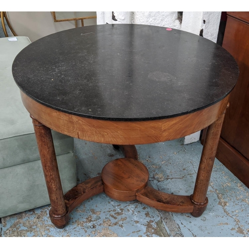 197 - GUERIDON, 81cm W x 73cm H, Empire, the circular marble top on a mahogany base.