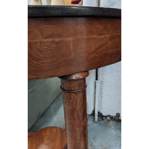 197 - GUERIDON, 81cm W x 73cm H, Empire, the circular marble top on a mahogany base.