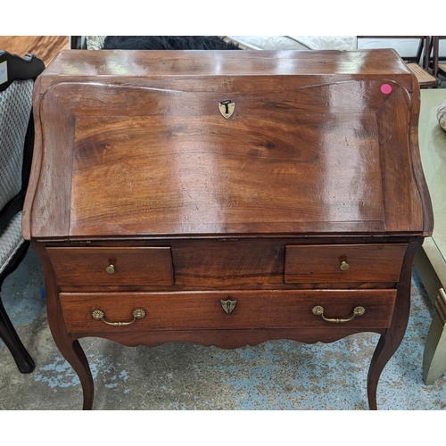 198 - BUREAU, 95cm W x 51cm D x 102cm H, mid 18th century Louis XV walnut with fitted interior above three... 