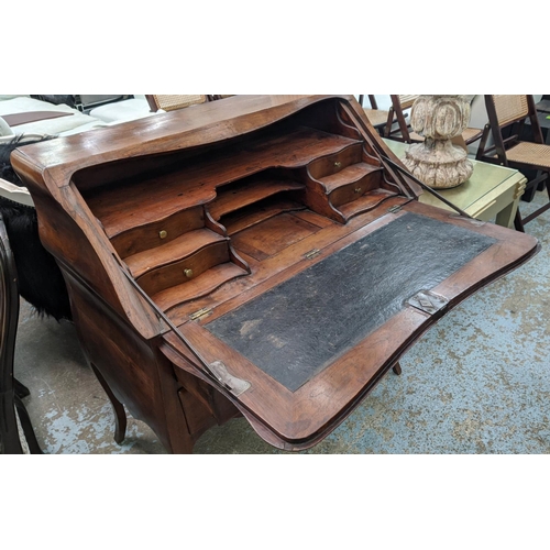 198 - BUREAU, 95cm W x 51cm D x 102cm H, mid 18th century Louis XV walnut with fitted interior above three... 