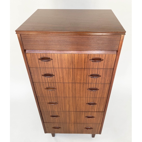 285 - TALL CHEST, 1970s teak, with seven drawers, by 'Elliotts of Newbury', 62cm W x 46cm D x 132cm H.