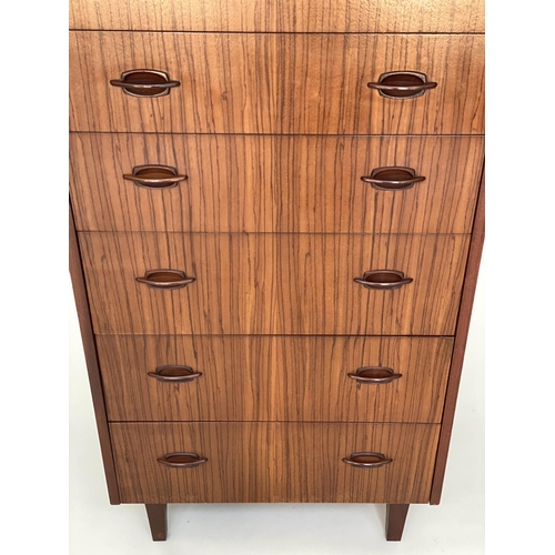 285 - TALL CHEST, 1970s teak, with seven drawers, by 'Elliotts of Newbury', 62cm W x 46cm D x 132cm H.