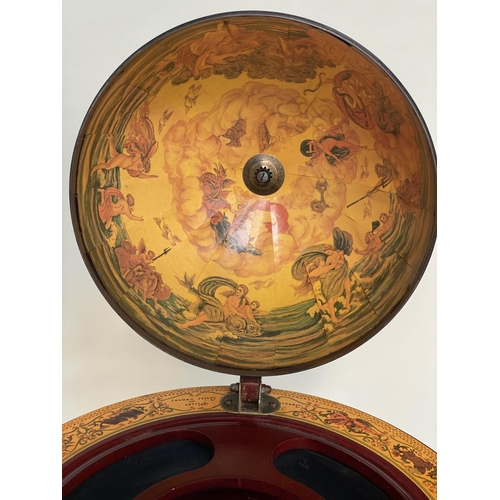 289 - GLOBE COCKTAIL CABINET, in the form of an antique terrestrial globe on stand with rising lid, 91cm H... 