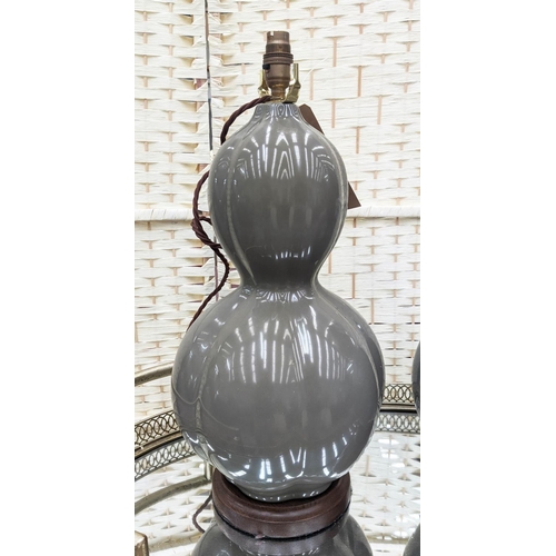 3 - PAOLO MOSCHINO RADLEY TABLE LAMPS, a pair, grey glazed ceramic, 55cm H. (2)