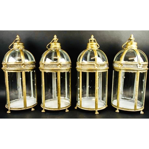 340 - STORM LANTERNS, a set of four, Regency style, gilt metal, 46cm H x 19cm diam. (4)