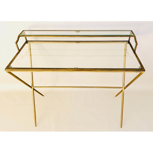 342 - WRITING DESK, 87cm H x 95cm W x 42cm D, 1960s French style, glass and gilt metal frame.