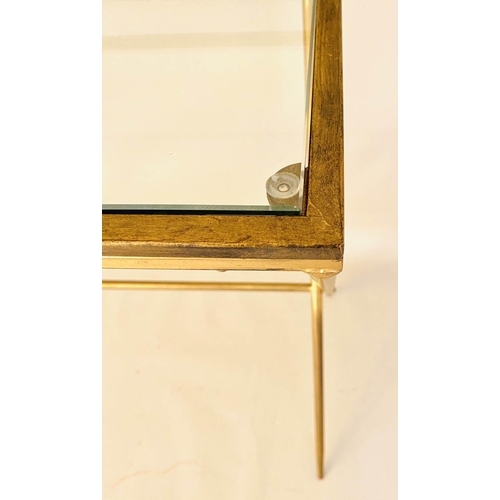 342 - WRITING DESK, 87cm H x 95cm W x 42cm D, 1960s French style, glass and gilt metal frame.