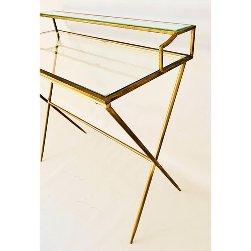 342 - WRITING DESK, 87cm H x 95cm W x 42cm D, 1960s French style, glass and gilt metal frame.