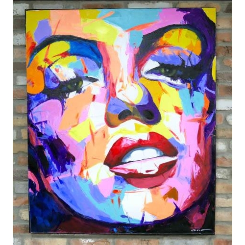 352 - MARILYN MONROE ABSTRACT PORTRAIT, contemporary school, acrylic on canvas, unframed, 120cm x 100cm.