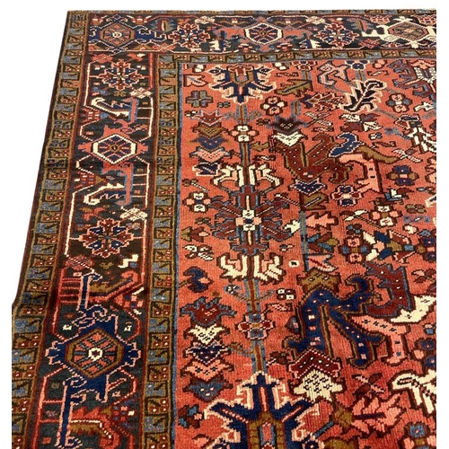 68 - VINTAGE PERSIAN HERIZ CARPET, 344cm x 240cm.