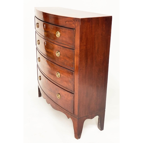 83 - SCOTTISH HALL CHEST, Regency bowfronted mahogany and line inlaid of adapted shallow proportions, wit... 