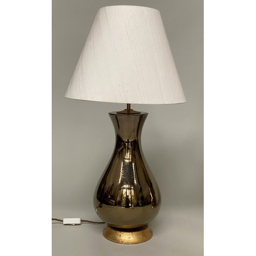 92 - TABLE LAMPS, a pair, Louisa gilt glazed ceramic with raw silk shade by Heathfield & Co, 77cm H. (2)