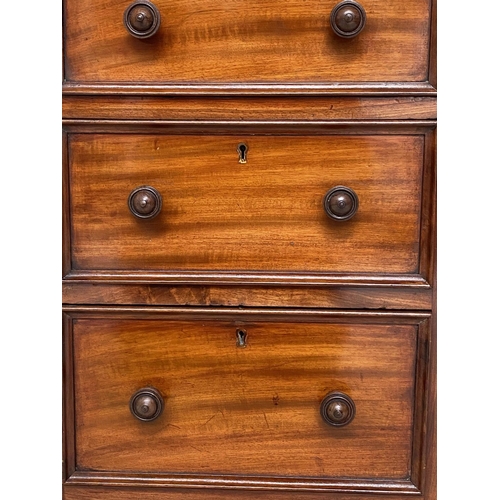 95 - BEDSIDE CHESTS, a pair, Victorian mahogany each adapted with three drawers and plinth base, 43cm W x... 