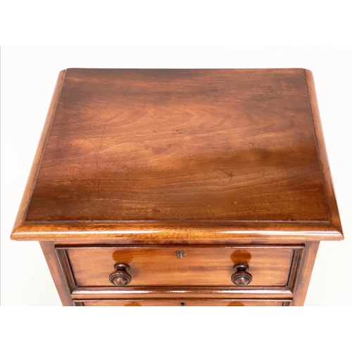 95 - BEDSIDE CHESTS, a pair, Victorian mahogany each adapted with three drawers and plinth base, 43cm W x... 