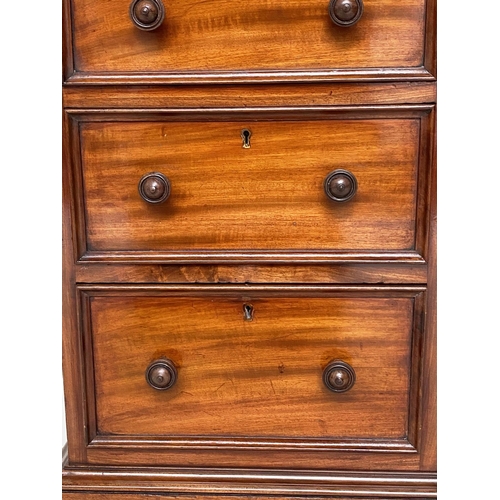 95 - BEDSIDE CHESTS, a pair, Victorian mahogany each adapted with three drawers and plinth base, 43cm W x... 