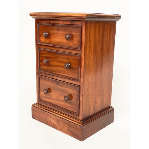 95 - BEDSIDE CHESTS, a pair, Victorian mahogany each adapted with three drawers and plinth base, 43cm W x... 